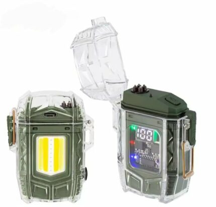 Briquet Multifonction - Résistant Aux Chocs - Coupe-Vent - Étanche - Affichage LED - Lampe Torche Puissante Intégrée Multicolore