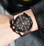 Montre Homme Curren Quartz Authentique - Bracelet En Silicone - Boîtier En Alliage - Résistante Aux Rayures Et À L'eau – Image 4