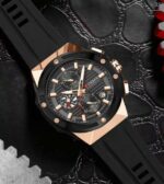 Montre Homme Curren Quartz Authentique - Bracelet En Silicone - Boîtier En Alliage - Résistante Aux Rayures Et À L'eau – Image 5