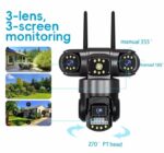 Caméra De Sécurité À Triple Objectif 2 MP - Wi-Fi 2,4 GHz - Détection De Mouvement Et De Personnes - Lnterphone Bidirectionnel - Alarme Sonore Pour Une Utilisation Intérieure Et Extérieure – Image 9