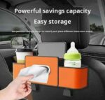 Organisateur Multifonctionnel Pour Siège Arrière De Voiture - 2 Porte-gobelets - Boîte À Mouchoirs Avec Crochet - Support Pour Téléphone – Image 5