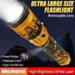 Lampe Torche Télescopique Multifonctionnelle - Rechargeable - Fonction Zoom Et Batterie Externe - Portable Avec Dragonne - Ultra-Lumineuse – Image 9