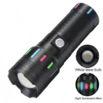 Lampe De Poche Laser Blanche - Longue Portée - 5 Mode - Bandes Lumineuses - 30W LED - Rechargeable