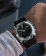 Montre Bulgari De Luxe - Boîtier En Acier - Bracelet En Cuir D'alligator - Résistante À L'eau - Noir – Image 7