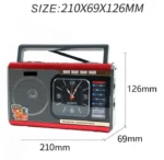 Radio Bluetooth Avec Montre  Rechargeable POWTECH - Compatible Avec La Lecture MP3 Et La Radio FM - Rouge – Image 6