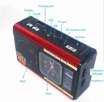 Radio Bluetooth Avec Montre  Rechargeable POWTECH - Compatible Avec La Lecture MP3 Et La Radio FM - Rouge – Image 3