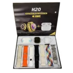 Montre Connectée H20 En Acier Inoxydable Et Écouteurs Sans Fil 10 en 1 - Appels Bluetooth H20 Ultra - Résistante ÀL'eau- Écran HD - 7 Bracelets En Silicone – Image 8