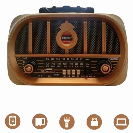 Radio Avec Baffle De Taille Moyenne -  Design Classique En Bois - Rechargeable - Bandes FM/AM - Modèle BUFFER® NS6687
