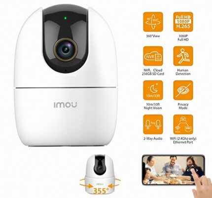 Caméra IP Sans Fil IMOU Ranger 2 - Vision À 360° - Wi-Fi - Suivi Intelligent - Mode Confidentialité - Vision Nocturne - Communication Bidirectionnelle - Stockage Cloud
