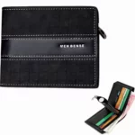 Portefeuille En Cuir Pour Homme – Design Élégant à Deux Volets – Avec Porte - Monnaie Intérieur – Porte-Cartes – Qualité Supérieure - Noir