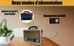 Radio Portable - Mini Style Vintage - Bandes AM/SW/FM - Fonctions TWS/USB/Carte TF/BT5.0 - Rechargeable – Image 5