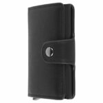 Mini Portefeuille Intelligent À Trois Volets -  Fibre de Carbone et Cuir - 5 cartes - 3 Compartiments Pour Billets Noir – Image 9