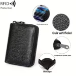 Porte-cartes De Crédit Zippé en Cuir - Protection RFID - 9 Emplacements Pour Cartes et 2 Emplacements Pour Billets