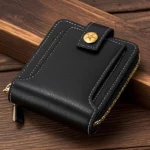 Portefeuille Classique en Cuir PU - Haute Qualité – Moraillon Court et Fermeture Éclair - Multi-Poches Noir – Image 2