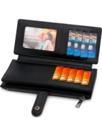 Portefeuille De Luxe Pour Femme Avec Porte-Monnaie - 100 % Cuir Véritable - Multifonctionnel - Grande Capacité - Noir – Image 5