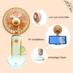 Mini Ventilateur Électrique Portable - Rechargeable Par USB - Lumière LED - Support  Téléphone - Orange