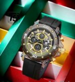 Montre Chronographe Pour Homme T5 WATCHES - Bracelet En Silicone - Résistante ÀL'eau - Noir – Image 3