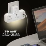 Multiprises Ldnio SC2311 - 1 Port USB-C, 2 Ports USB-A - 2 Prises De Courant - 1 Port QC3.0 20 W - Blanc – Image 4