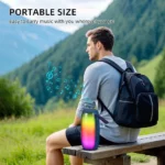 Baffle Sans Fil Étanche Avec Éclairage LED RGB - Bluetooth -  Basses Actives TWS - Son Haute Fidélité - Idéale Pour Écouter De La Musique En Extérieur - Radio FM – Image 9