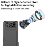 Nouvelle Caméra Haute Définition 1080P Avec Réduction Du Bruit -  Enregistreur Vidéo Portable - Objectif Rotatif À 180° - Vision Nocturne - Enregistrement Vidéo Et Audio – Image 12