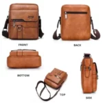 Sac en Cuir Pour Hommes - Luxueux et à La Mode - Multi-Poches - Beige – Image 9