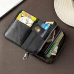 Portefeuille En Cuir Double D’inspiration Vintage Avec Plusieurs Emplacements Pour Cartes – Noir – Image 3