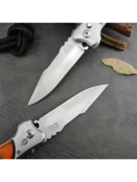Couteau Pliant Russe À Double Tranchant – Manche En Bois Robuste – Image 9
