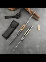 Couteau Pliant Russe À Double Tranchant – Manche En Bois Robuste – Image 4