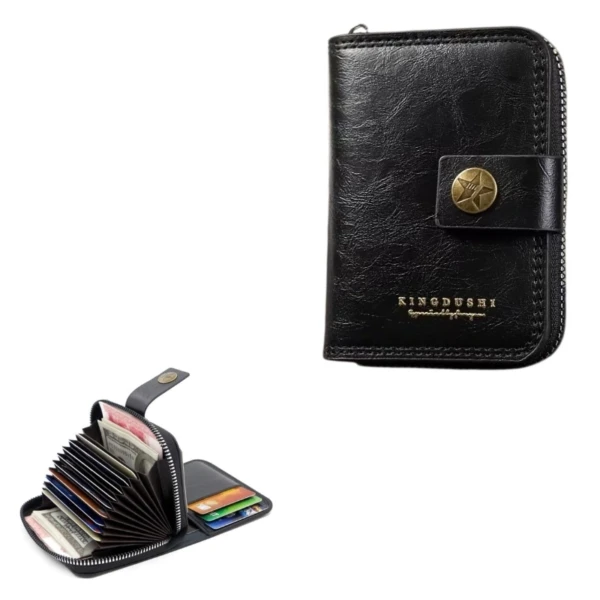 Polish_20260519_145304237-600×600 Portefeuille En Cuir Double D’inspiration Vintage Avec Plusieurs Emplacements Pour Cartes – Noir – Image 1