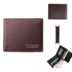 Portefeuille Homme À Deux Volets – Motif Fibre De Xarbone – Emplacements Pour Cartes Et Porte-monnaie - Marron