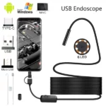 Caméra D’inspection Endoscopique Étanche IP67 Avec Système Android 3-en-1 – Câble Rigidede 2 M – Éclairage LED – Connecteurs USB