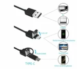 Caméra D’inspection Endoscopique Étanche IP67 Avec Système Android 3-en-1 – Câble Rigidede 2 M – Éclairage LED – Connecteurs USB – Image 3