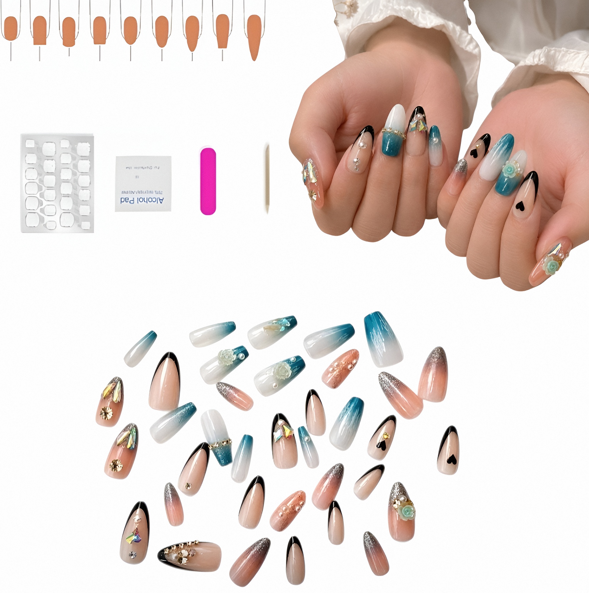 Upfoto_7wfOKSU945cUnmnwrSjPHWXFdYTPMCd1quqfP4jCJhaev Kit D'ongles Artificiels Haut De Gamme 36 Pièces – Design Élégant – Application Facile – Réutilisable – Haute Qualité – Image 1