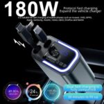 Chargeur De Voiture 5 En 1 – 120 W – Adaptateur à Câble Rétractable – Affichage Numérique LED – Image 4