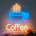 Panneau Lumineux LED Néon Pour Tasse À Café – Alimentation 5 V – Interrupteur De Réglage De L’intensité Lumineuse – Chaînette De Suspension – Image 2
