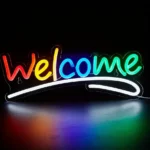 Enseigne Lumineuse LED « Welcome » Avec Éclairage Coloré – Décoration De Magasin Moderne – Image 2