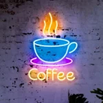 Panneau Lumineux LED Néon Pour Tasse À Café – Alimentation 5 V – Interrupteur De Réglage De L’intensité Lumineuse – Chaînette De Suspension