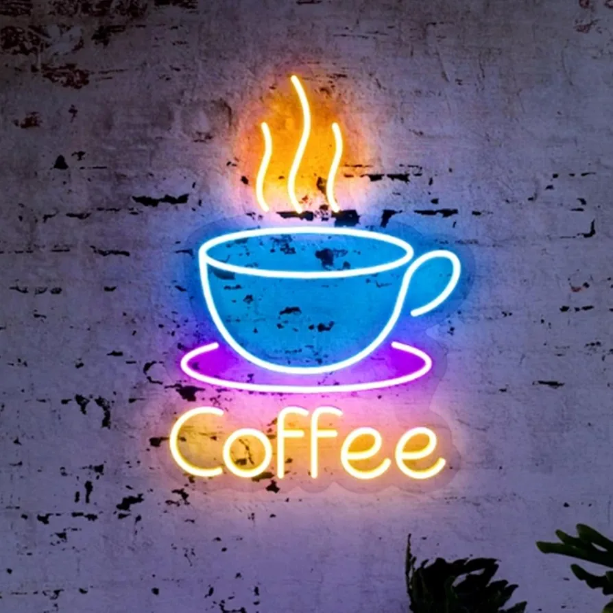 714Ra7WTlbL._AC_UF894,1000_QL80_FMwebp_ Panneau Lumineux LED Néon Pour Tasse À Café – Alimentation 5 V – Interrupteur De Réglage De L’intensité Lumineuse – Chaînette De Suspension – Image 1