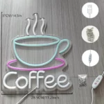 Panneau Lumineux LED Néon Pour Tasse À Café – Alimentation 5 V – Interrupteur De Réglage De L’intensité Lumineuse – Chaînette De Suspension – Image 6