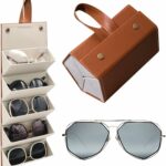 Étui à Lunettes Pliable 5 En 1 En Cuir PU - Multi-usages - Marron