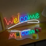 Enseigne Lumineuse LED « Welcome » Avec Éclairage Coloré – Décoration De Magasin Moderne – Image 5