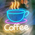 Panneau Lumineux LED Néon Pour Tasse À Café – Alimentation 5 V – Interrupteur De Réglage De L’intensité Lumineuse – Chaînette De Suspension – Image 4