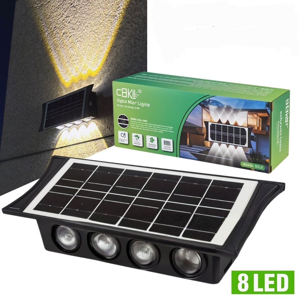BK84-CNC Projecteur Solaire Résistante À L’eau IP65 – Extenseur – 8 Lampe Éclairage Puissant – Image 1