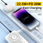 Chargeur Magnétique Portable Multifonction  000 MAh – Charge Sans Fil 15 W – Trois Câbles – Support Téléphone – Image 4