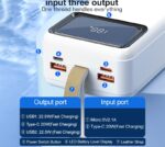 Pawer Bank Ultra-performante Aspor A319 – 50 000 MAh – Puissante – Charge Rapide – 22,5 W – 3 Câbles Intégrés – Multiport – Image 3