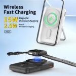 Chargeur Magnétique Portable Multifonction  000 MAh – Charge Sans Fil 15 W – Trois Câbles – Support Téléphone – Image 5