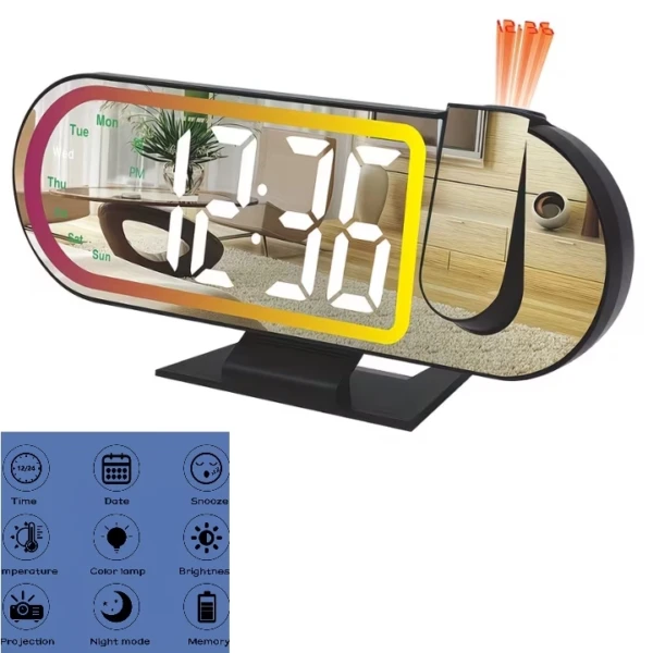 Polish_20260709_095158569-600×600 Réveil Numérique De Bureau DS-3827LP – Avec Fonction Snooze Et Mode Nuit – Projection Au Plafond – Image 1