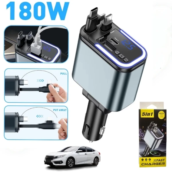 Polish_20260807_091001938-600x600 Chargeur De Voiture 5 En 1 – 120 W – Adaptateur à Câble Rétractable – Affichage Numérique LED – Image 1