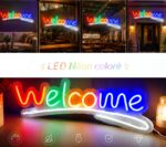 Enseigne Lumineuse LED « Welcome » Avec Éclairage Coloré – Décoration De Magasin Moderne
