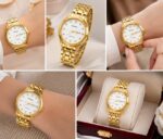 Montre À Quartz De Luxe – Bracelet En Doré – Image 3